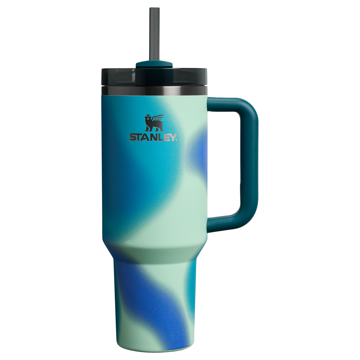 The Stanley Quencher H2.0 FlowState Insulated Tumbler 40 oz Cup In Coastal Teal Motion Blue