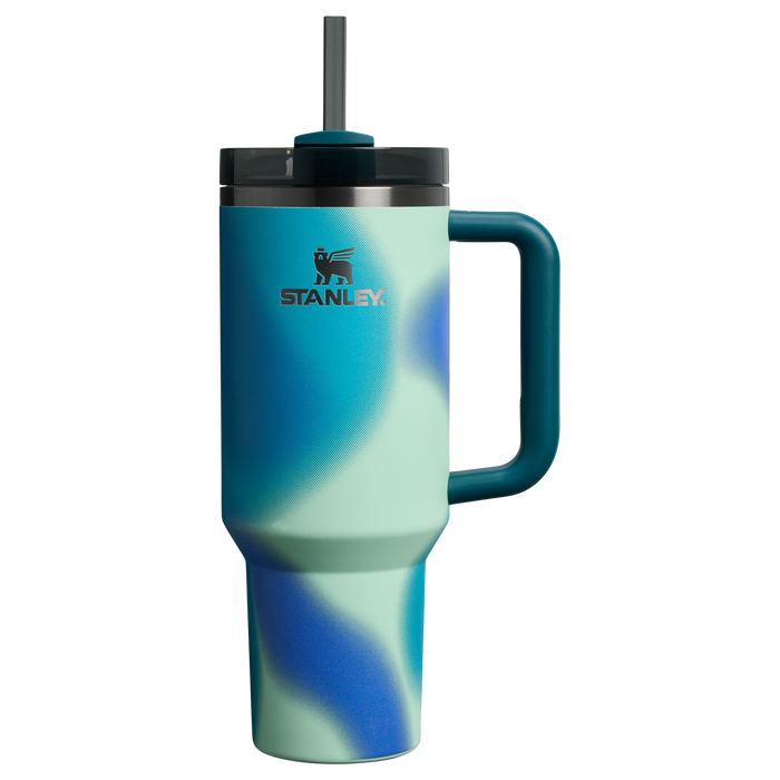 The Stanley Quencher H2.0 FlowState Insulated Tumbler 40 oz Cup In Coastal Teal Motion Blue