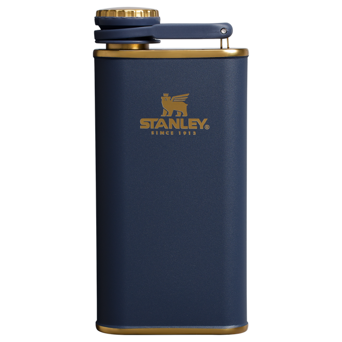 Stanley Easy Fill Wide Mouth Hip Flask 8 Oz In Twilight Gold Navy