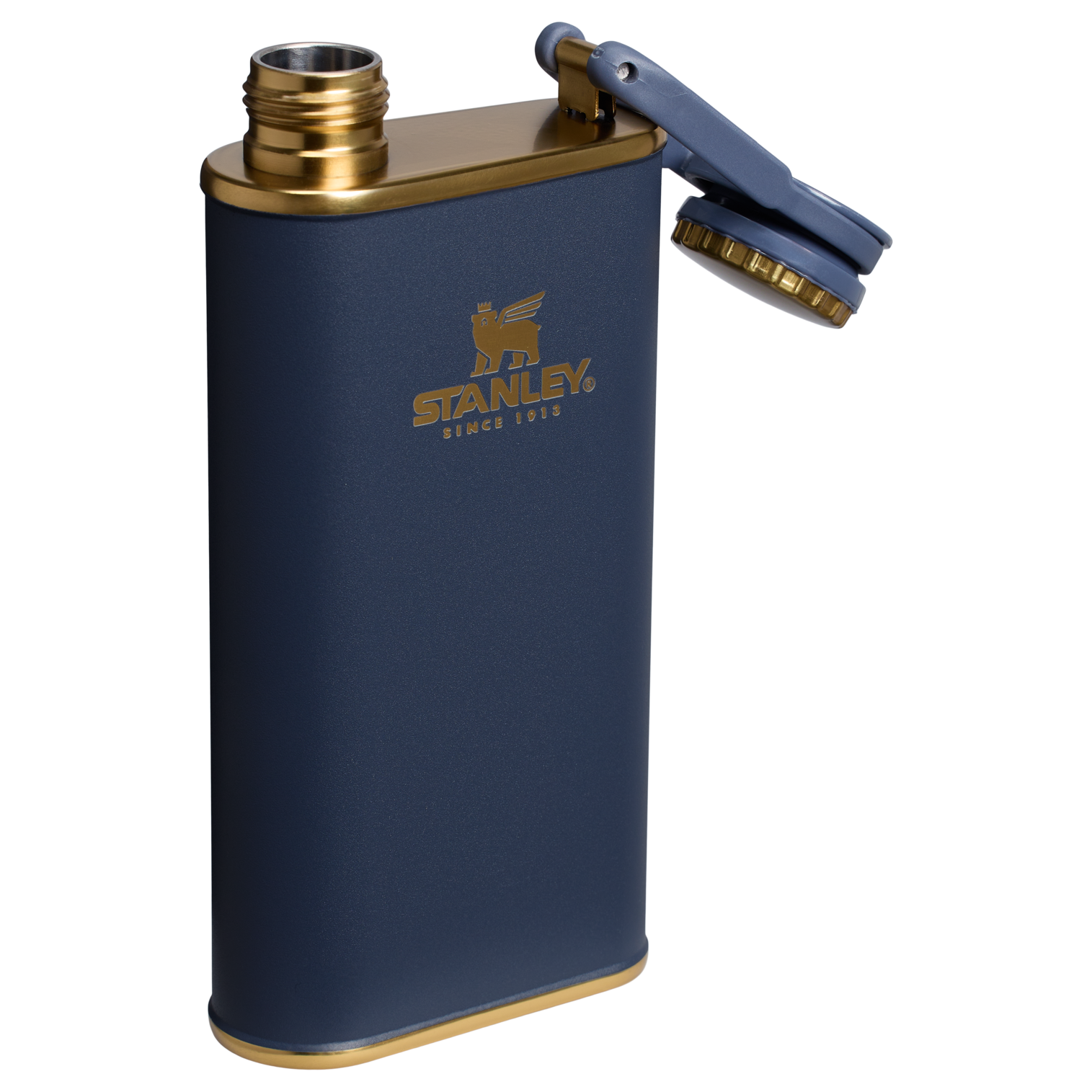 Stanley Easy Fill Wide Mouth Hip Flask 8 Oz In Twilight Gold Navy