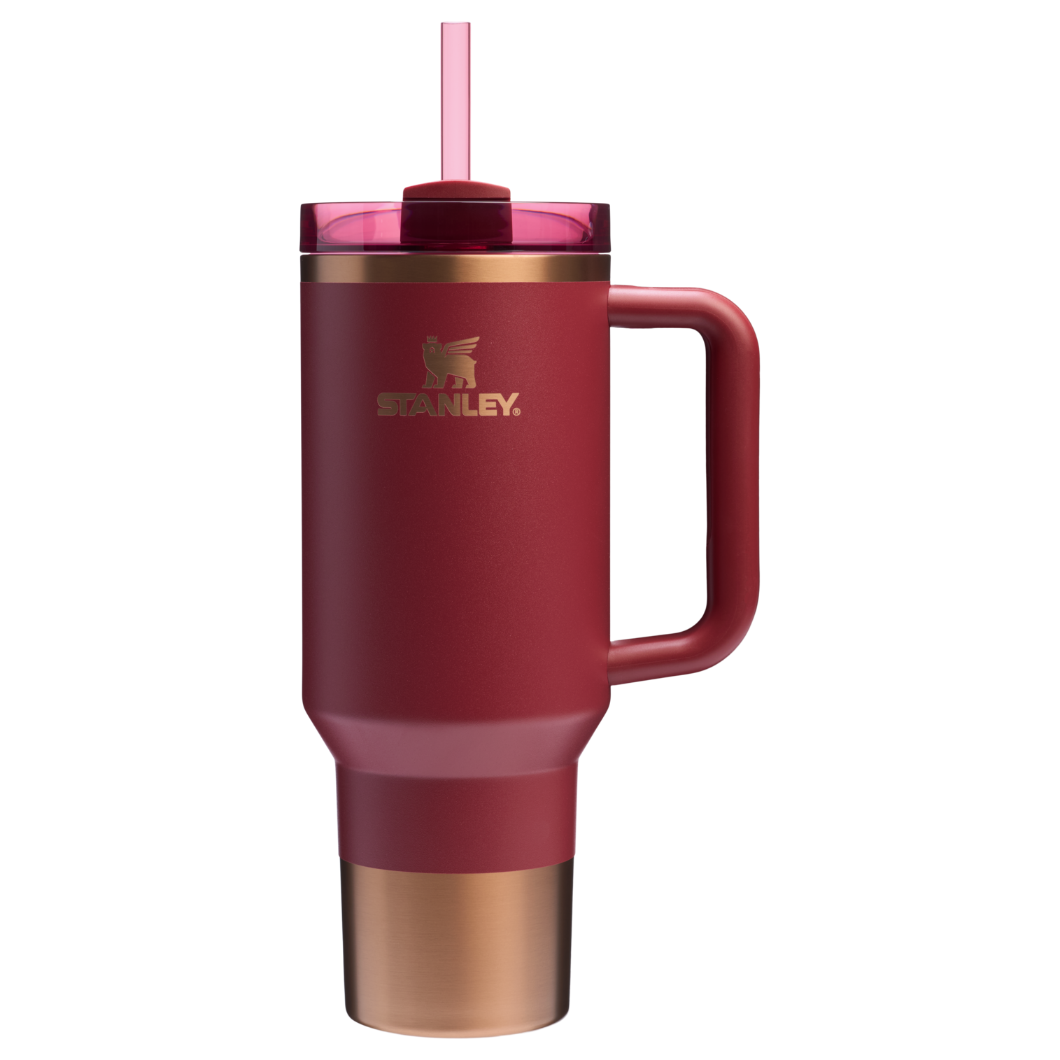 The Stanley Quencher H2.O FlowState Tumbler 30 oz Cup in Gilded Pomegranate Red - Comfort & Joy Holiday Collection