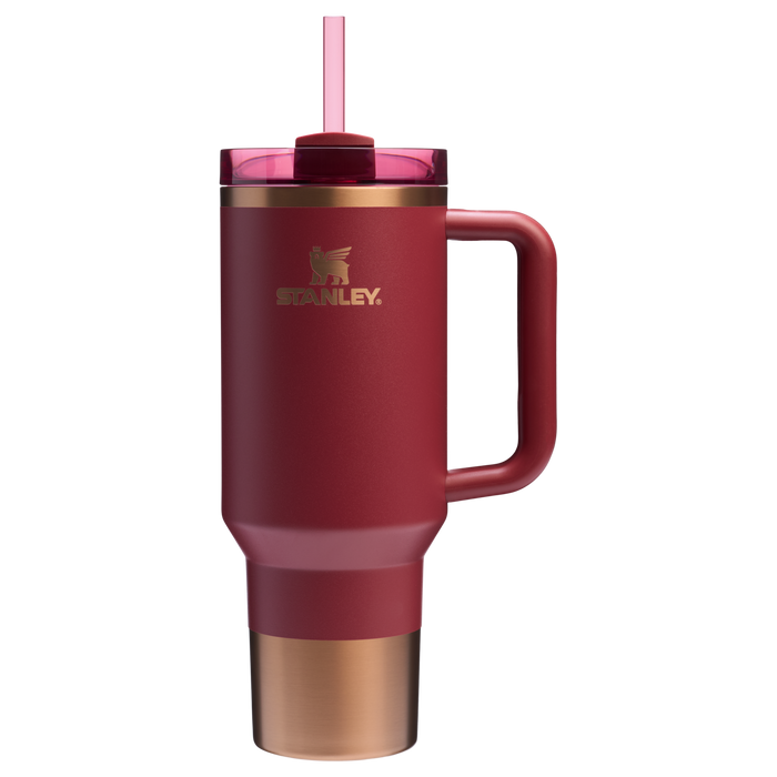 The Stanley Quencher H2.O FlowState Tumbler 30 oz Cup in Gilded Pomegranate Red - Comfort & Joy Holiday Collection