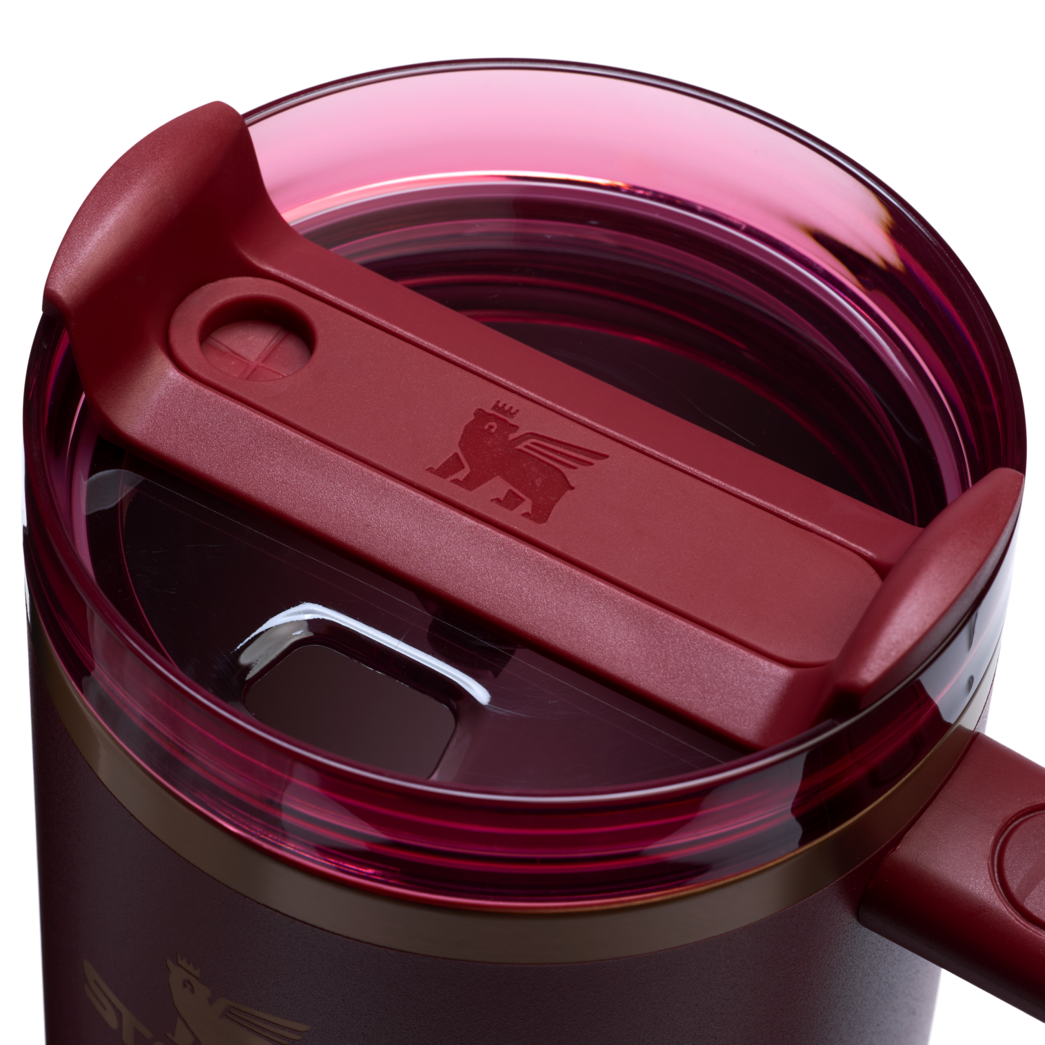 The Stanley Quencher H2.O FlowState Tumbler 30 oz Cup Lid in Gilded Pomegranate Red - Comfort & Joy Holiday Collection