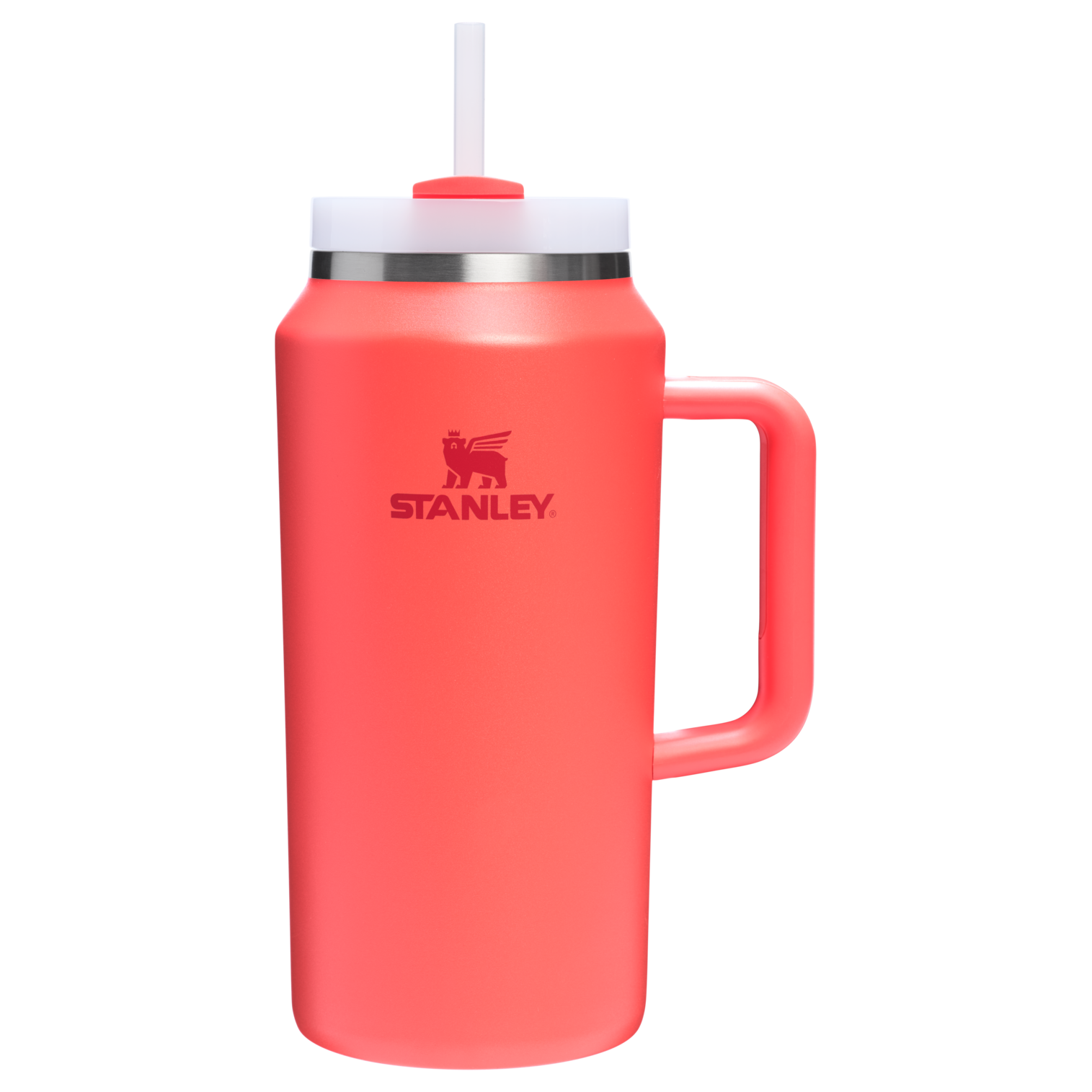 Stanley 64 oz Quencher H2.O FlowState Insulated Tumbler In Hot Coral Red